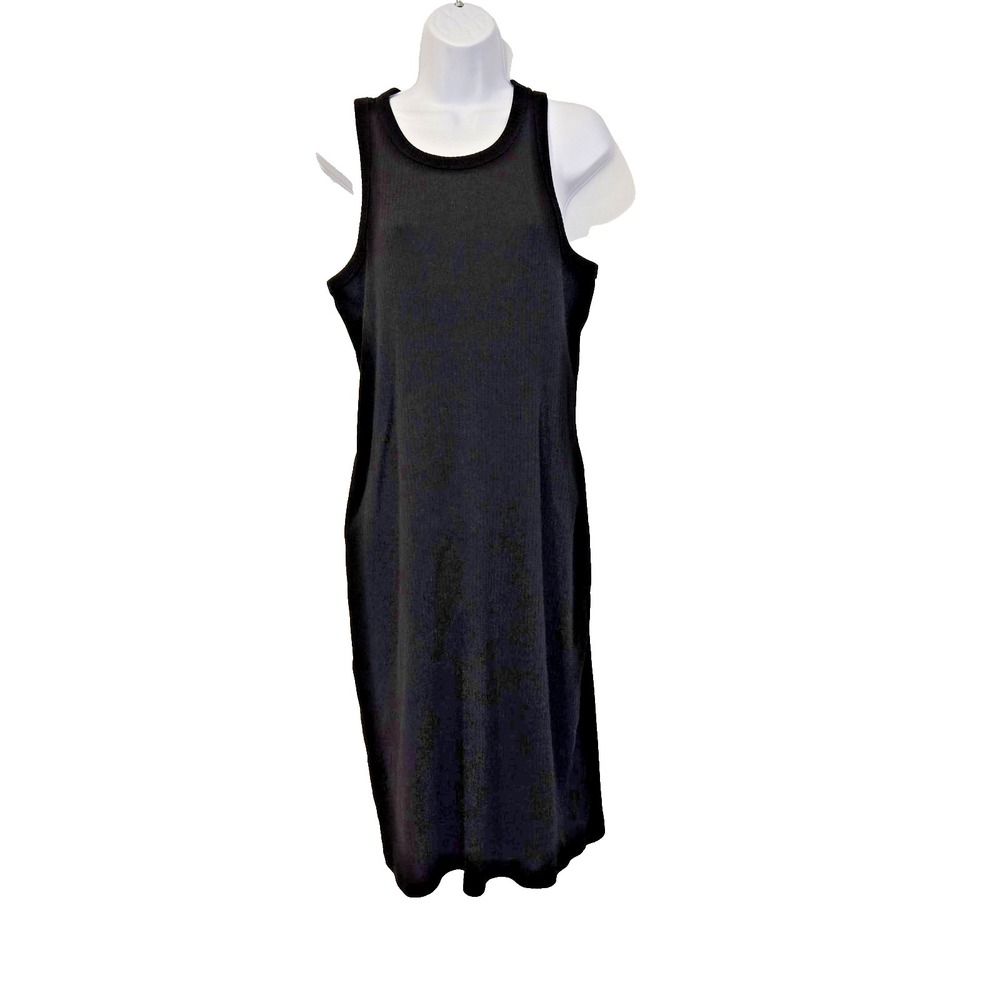 GAP Women's‎ Knit Tank Dress Pullover Midi Ribbed Stretch Black Size Large